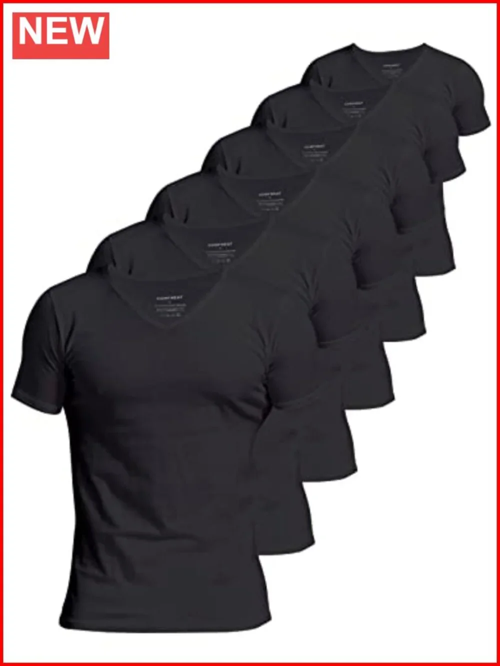 Men's 100% Cotton V-Neck Undershirts 6-Pack Tag Free Ultra Soft